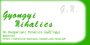 gyongyi mihalics business card